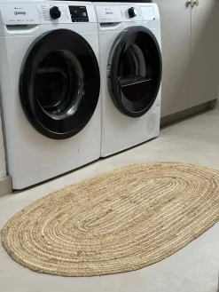 Jutetæppe i flet - Oval