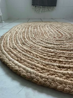 Jutetæppe i flet - Oval
