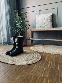 Jutetæppe i flet - Oval