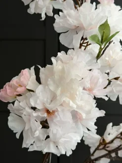 Kirsebærgren med lys - Rosa / hvid