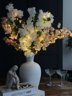 Kirsebærgren med lys - Rosa / hvid