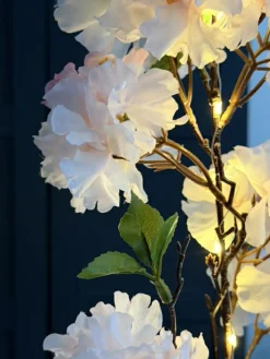 Kirsebærgren med lys - Rosa / hvid