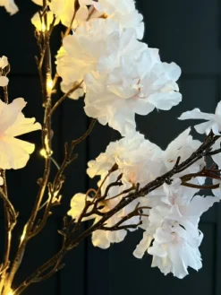 Kirsebærgren med lys - Rosa / hvid