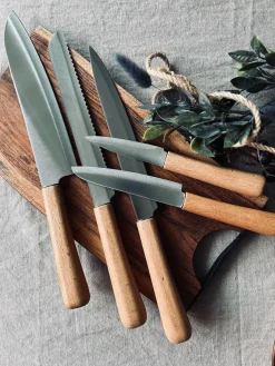 Knivsæt - 5 stk med skaft i bøg