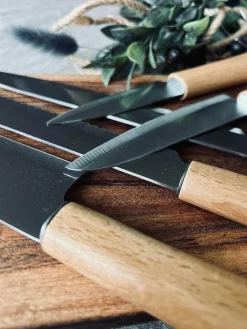 Knivsæt - 5 stk med skaft i bøg