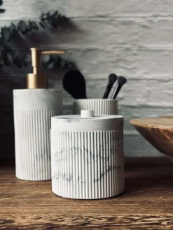 Krukke med låg i marmor look