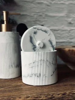 Krukke med låg i marmor look