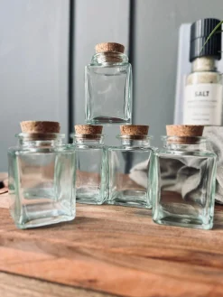 Krydderiglas m. kork 80ml – pakke med 6 stk