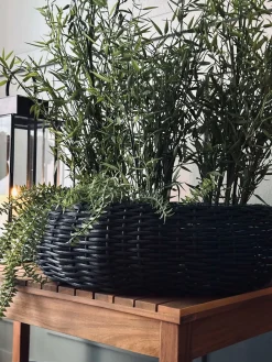 Kurvesæt Rattan - Sort 2 stk.