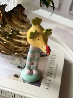 Kylling med lange ben - Gul med prikker