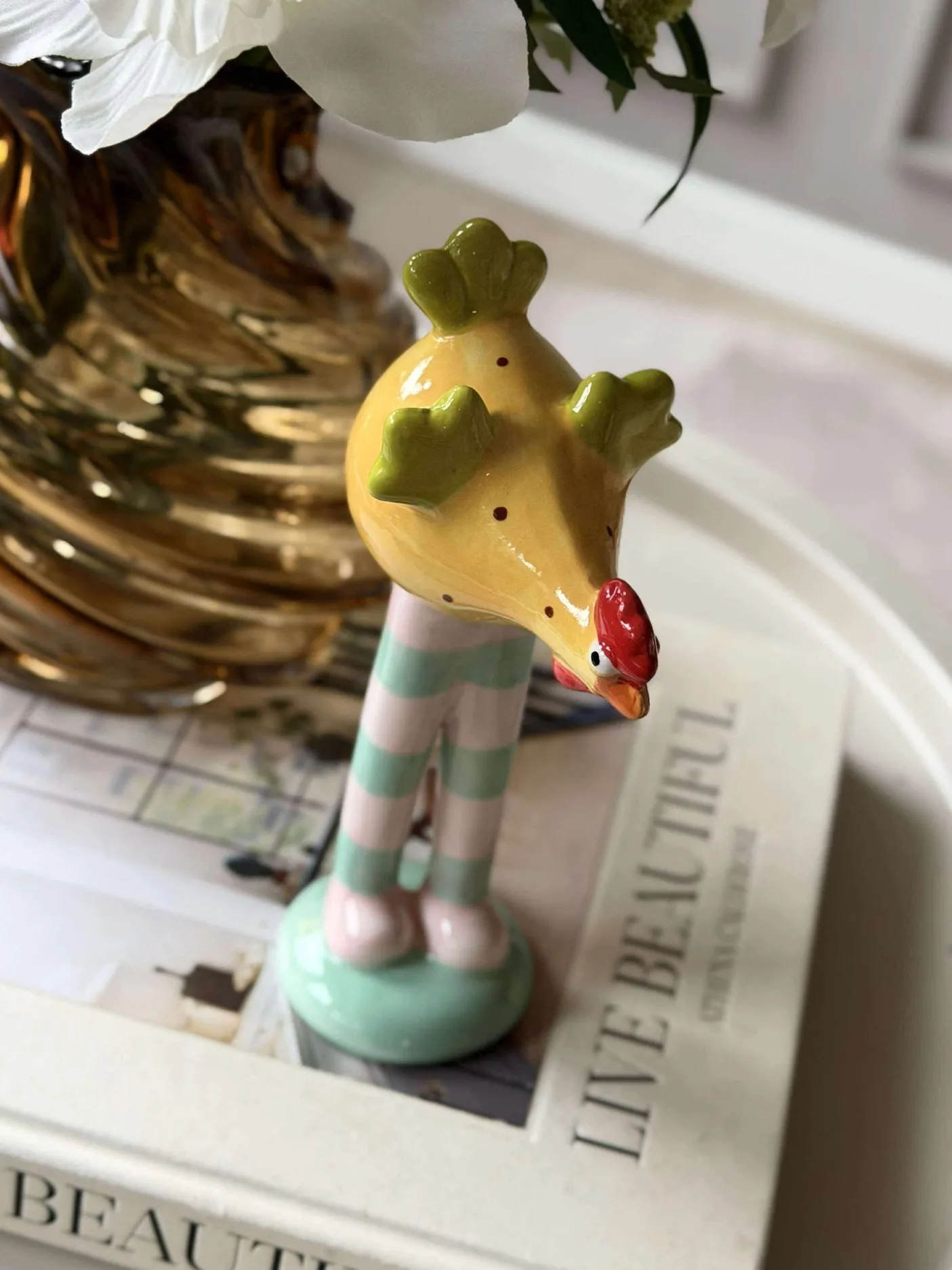 Kylling med lange ben - Gul med prikker