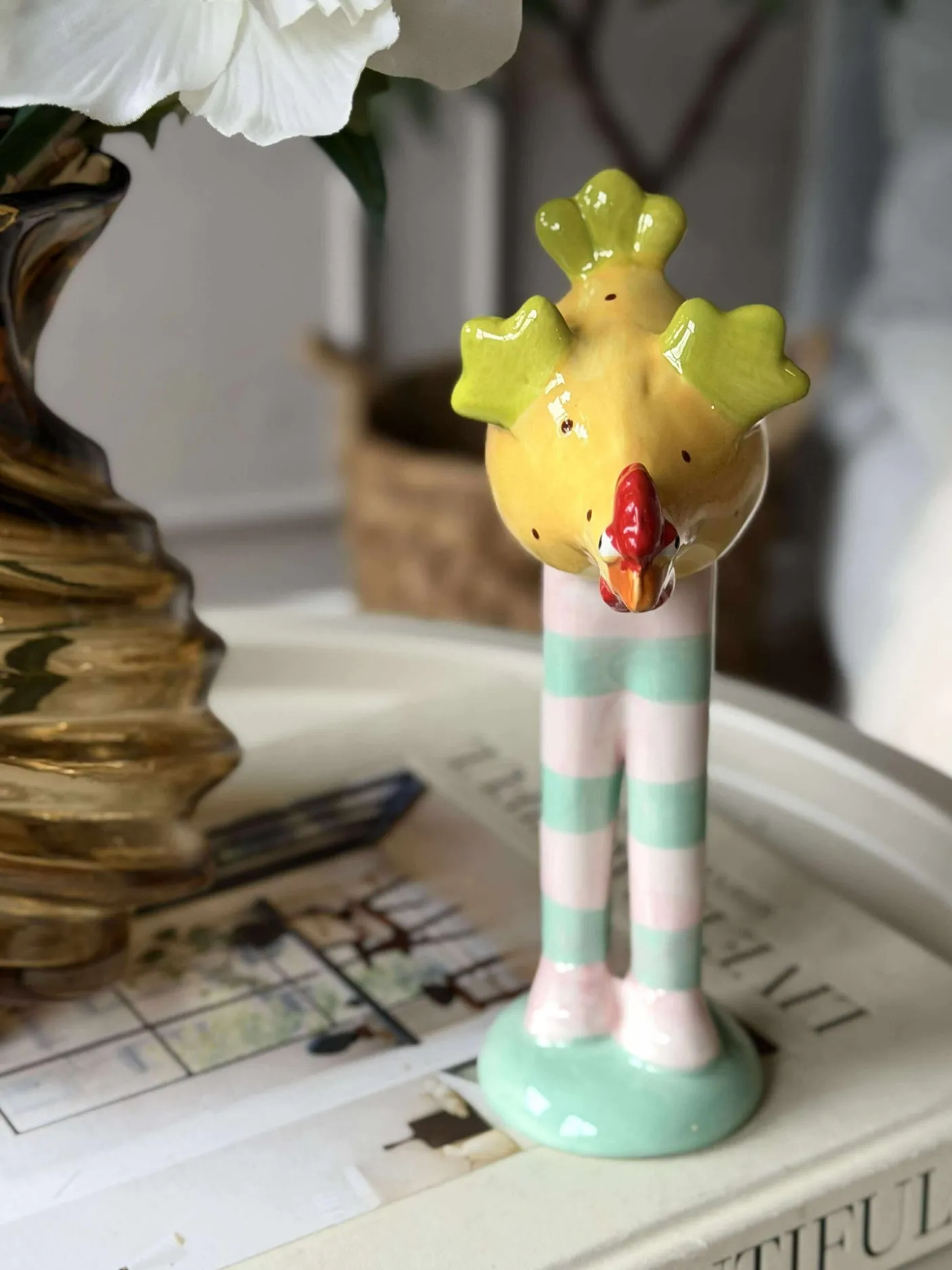 Kylling med lange ben - Gul med prikker