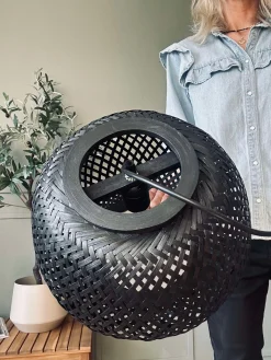 Lampe bambus - Sort dia 33