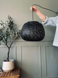 Lampe bambus - Sort dia 33