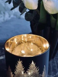 Lanterne med led lys - Black / gold
