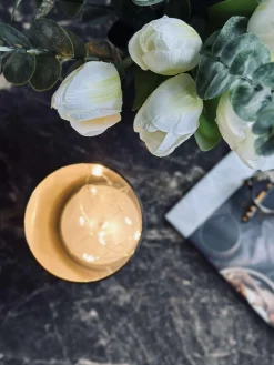 Lanterne med led lys - Black / gold