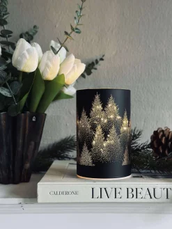 Lanterne med led lys - Black / gold