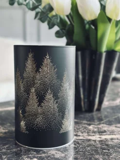 Lanterne med led lys - Black / gold