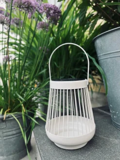 Lanterne med solceller - Hvid metal