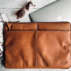 Laptop sleeve Cognac leather