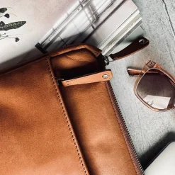 Laptop sleeve Cognac leather