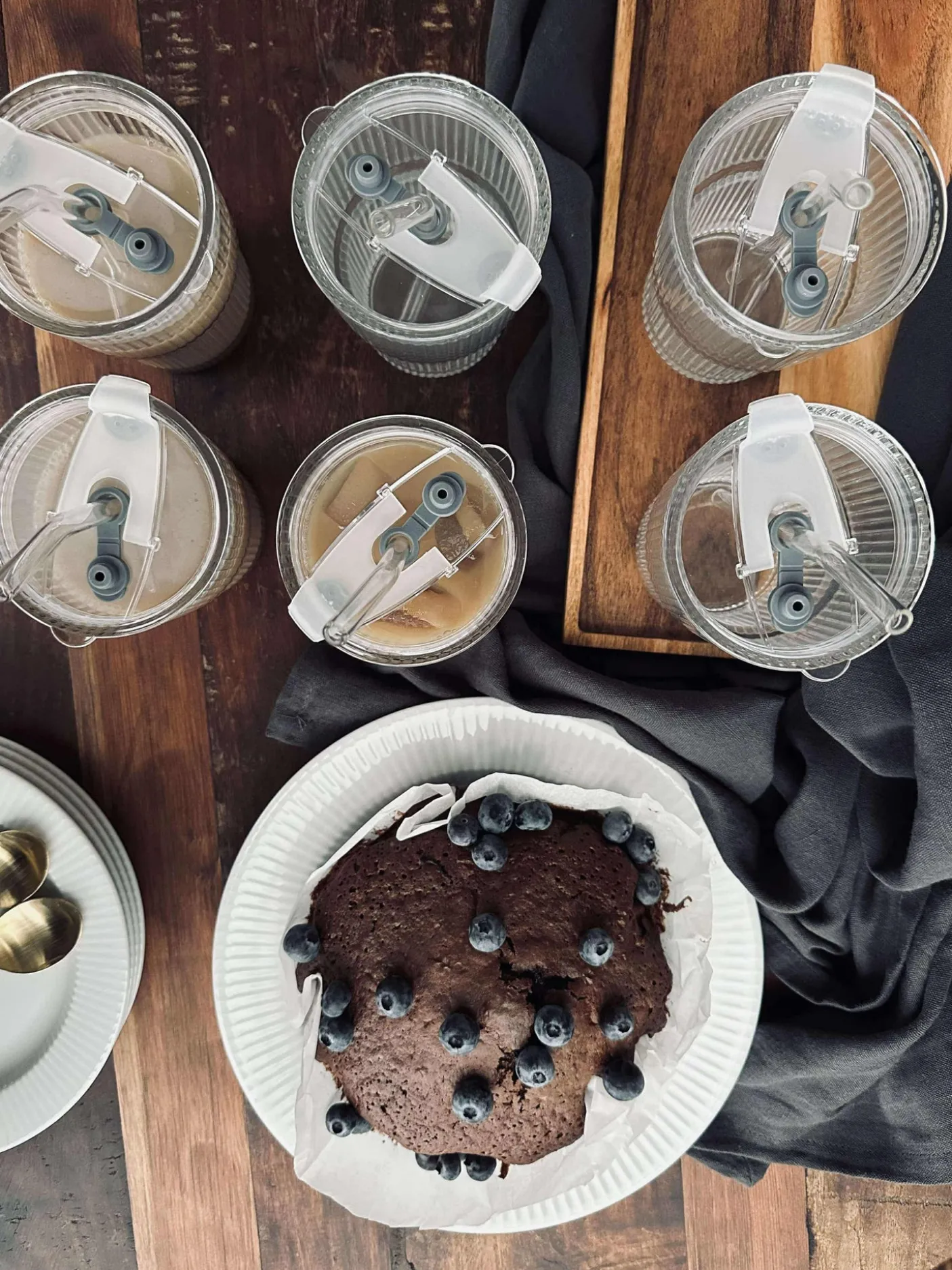 Latteglas med låg og sugerør - 6 stk