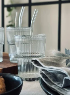 Latteglas med låg og sugerør - 6 stk