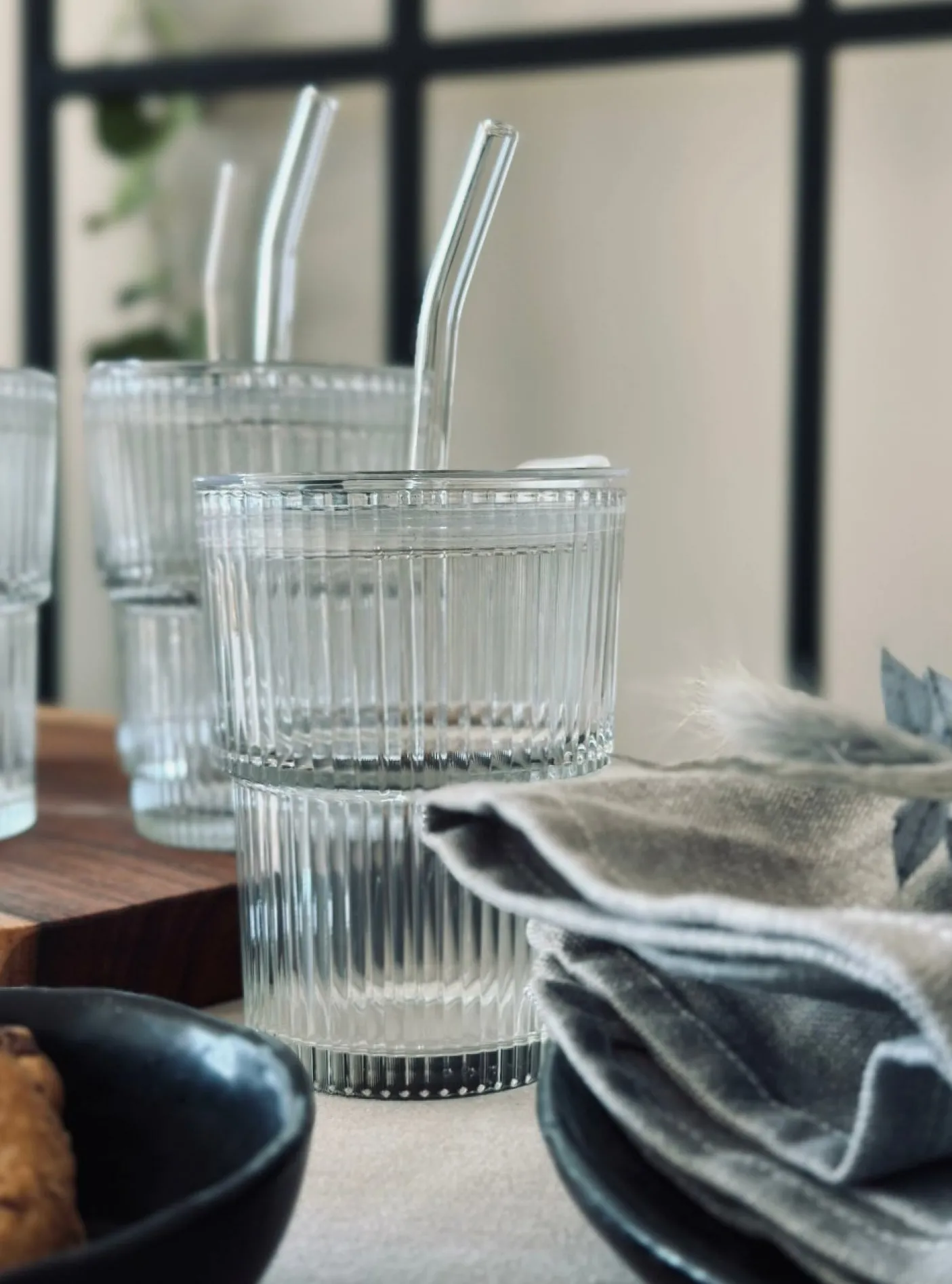 Latteglas med låg og sugerør - 6 stk