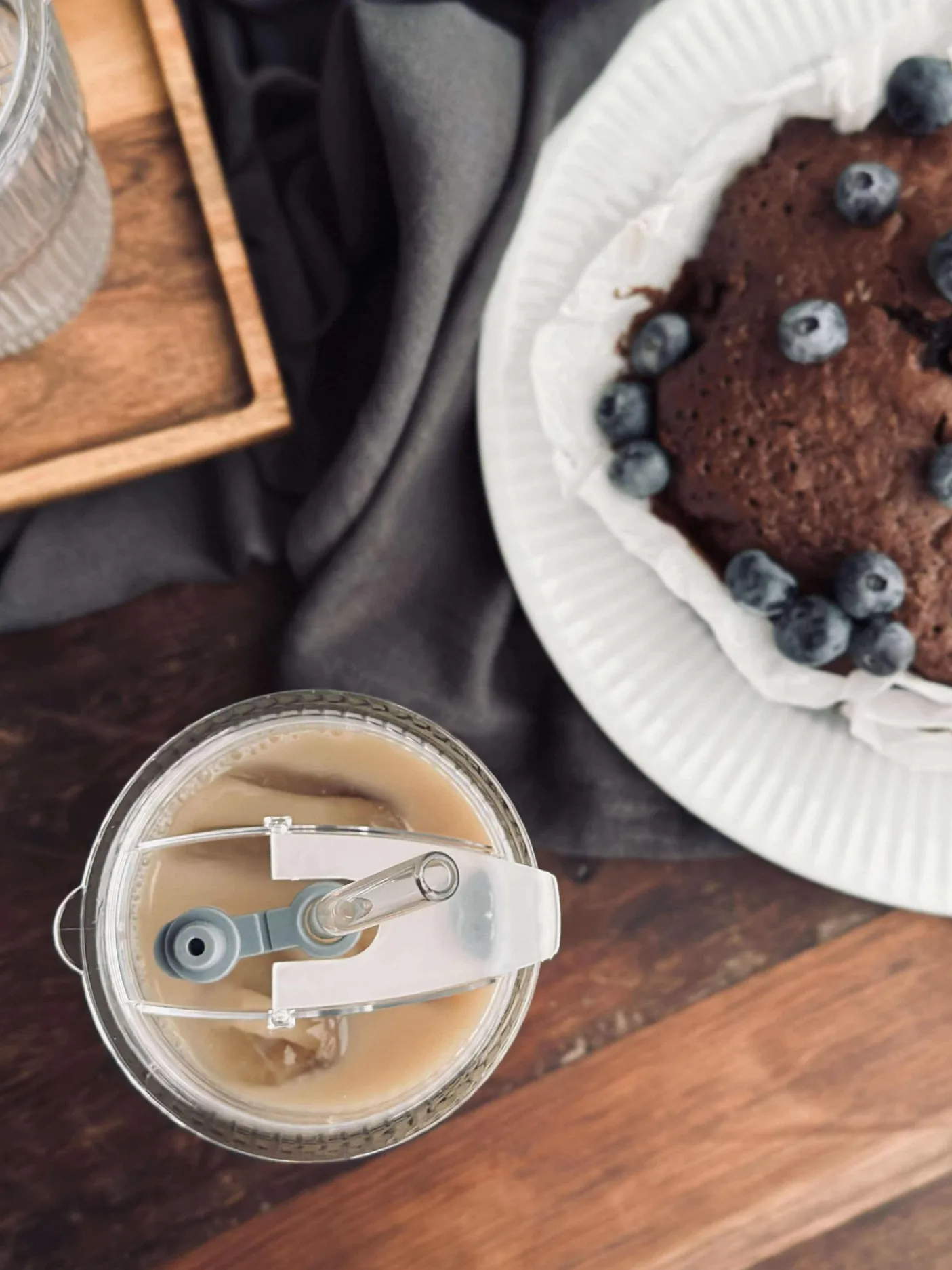 Latteglas med låg og sugerør - 6 stk