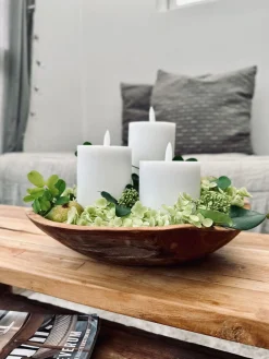 LED Bloklys / Hvid rustik – 3 stk