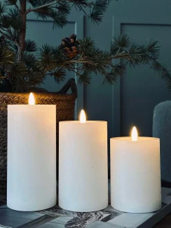 LED Bloklys / Hvid rustik – 3 stk