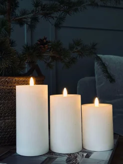 LED Bloklys / Hvid rustik – 3 stk