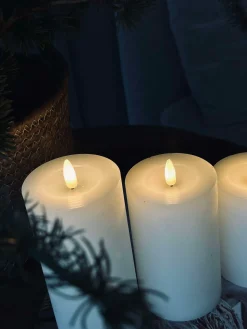 LED Bloklys / Hvid rustik – 3 stk