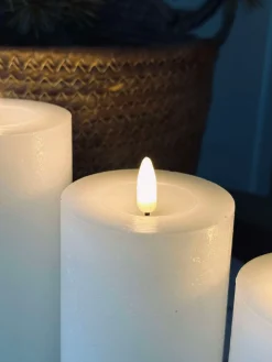 LED Bloklys / Hvid rustik – 3 stk