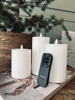 LED Bloklys / Hvid rustik – 3 stk