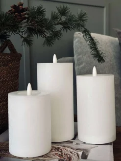 LED Bloklys / Hvid rustik – 3 stk