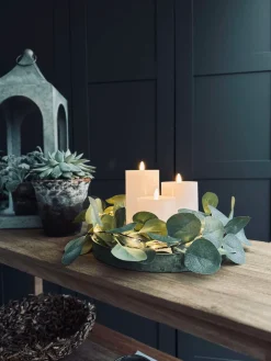 LED Bloklys / Hvid rustik – 3 stk