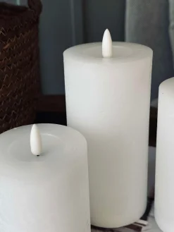 LED Bloklys / Hvid rustik – 3 stk