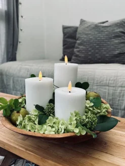 LED Bloklys / Hvid rustik – 3 stk