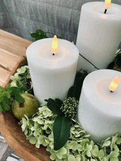 LED Bloklys / Hvid rustik – 3 stk