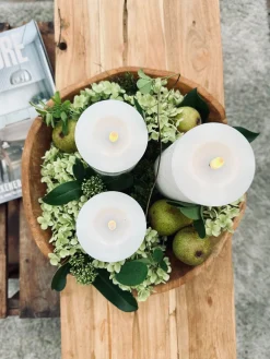 LED Bloklys / Hvid rustik – 3 stk