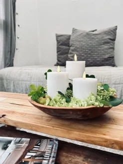 LED Bloklys / Hvid rustik – 3 stk