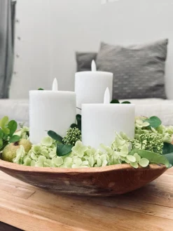 LED Bloklys / Hvid rustik – 3 stk