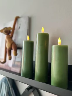 LED Bloklys / Oliven 3 stk. Lys – Inkl. fjernbetjening