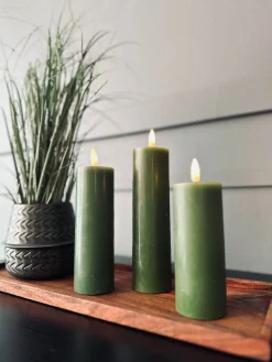 LED Bloklys / Oliven 3 stk. Lys – Inkl. fjernbetjening