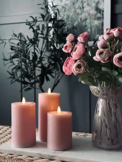 LED Bloklys / Rosa – 3 stk bloklys