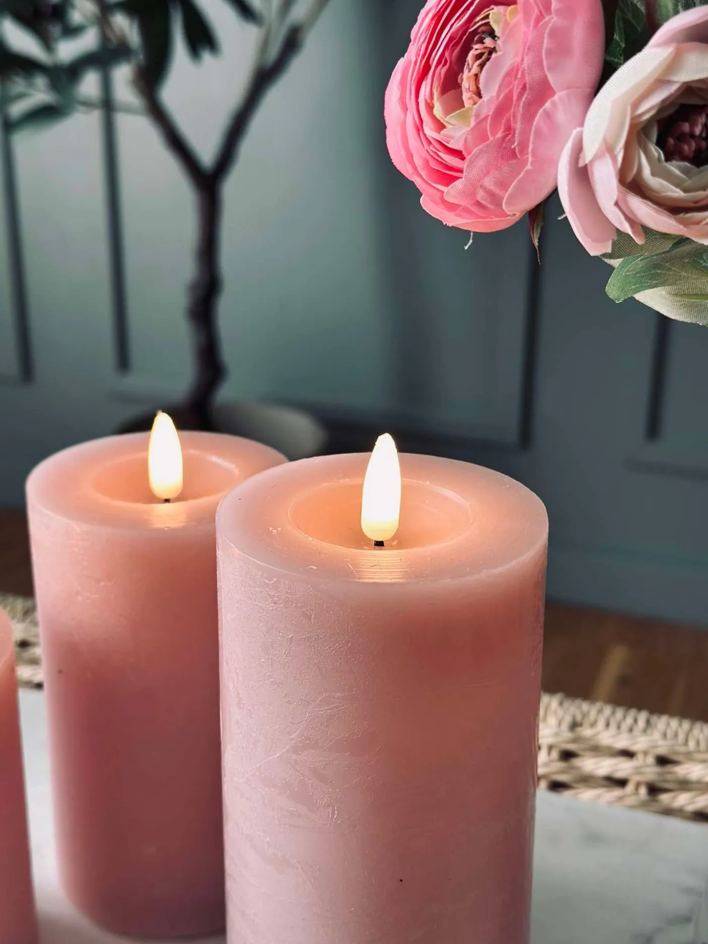 LED Bloklys / Rosa – 3 stk bloklys