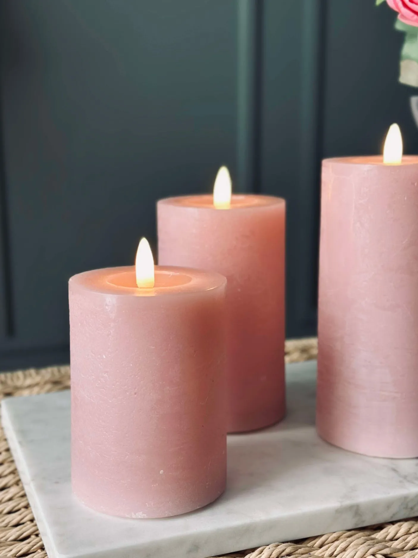 LED Bloklys / Rosa – 3 stk bloklys