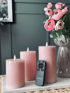 LED Bloklys / Rosa – 3 stk bloklys