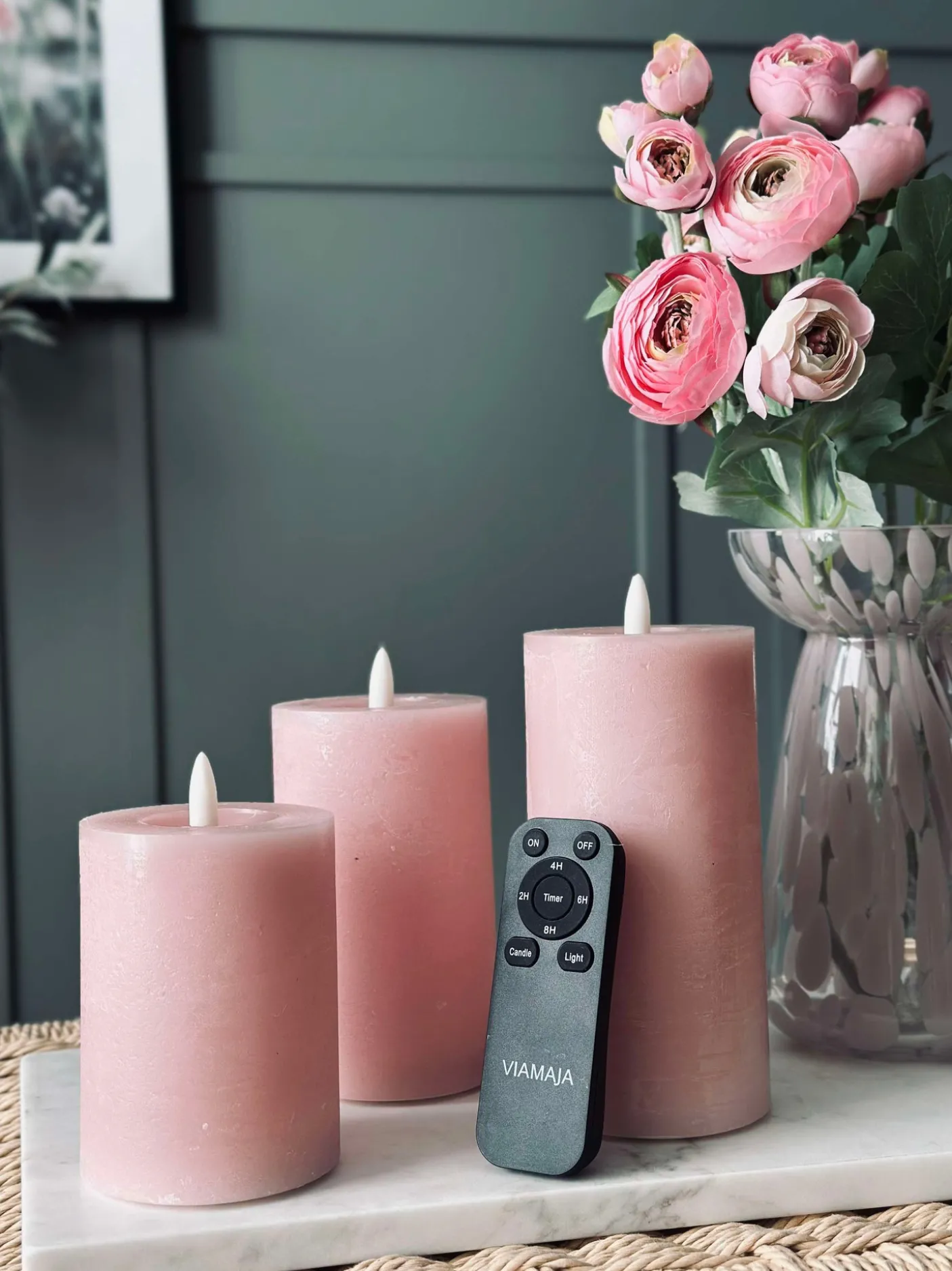 LED Bloklys / Rosa – 3 stk bloklys